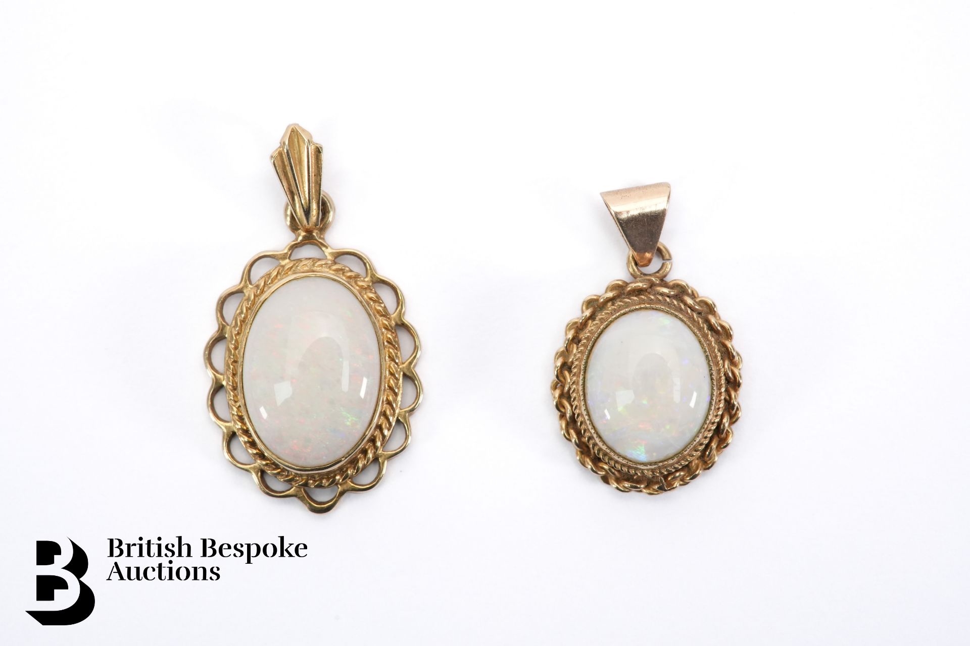 Two 9ct Gold Opal Pendants