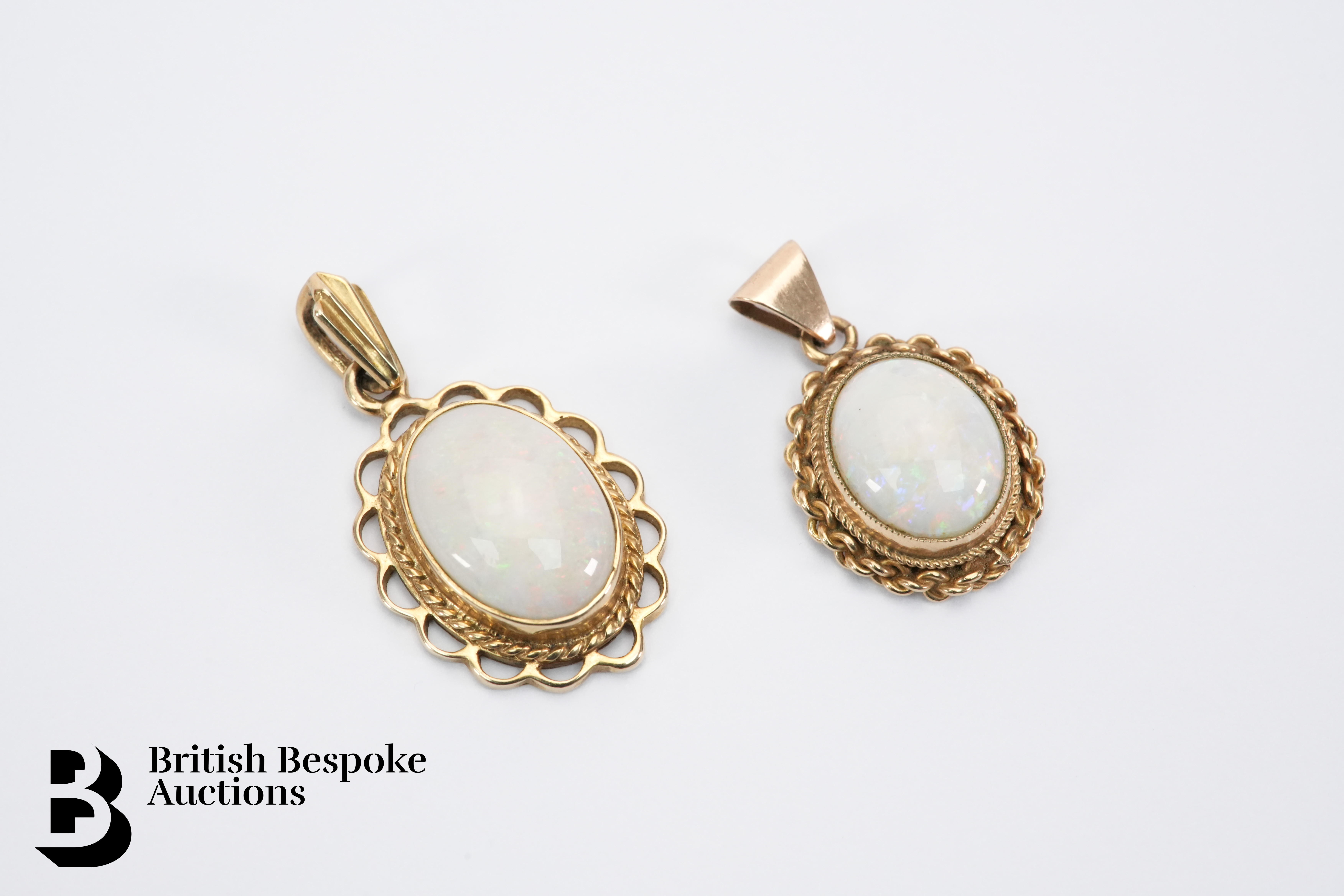 Two 9ct Gold Opal Pendants - Image 2 of 2