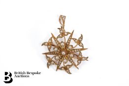 Edwardian 15ct Gold Seed Pearl Brooch