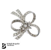 18ct White Gold and Platinum Bow Brooch
