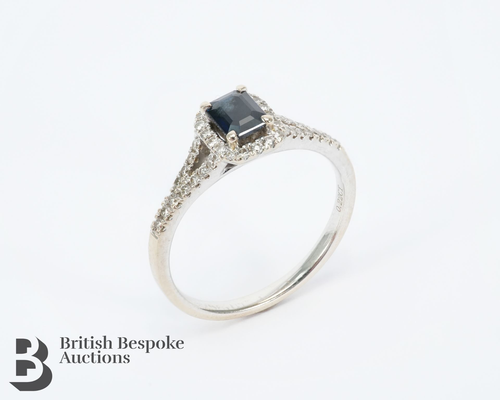 Beaverbrooks 18ct White Gold Sapphire and Diamond Halo Ring - Image 3 of 3