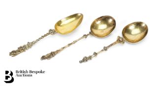 Three Silver Gilt Continental Spoons