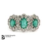 Platinum, Diamond and Emerald Ring