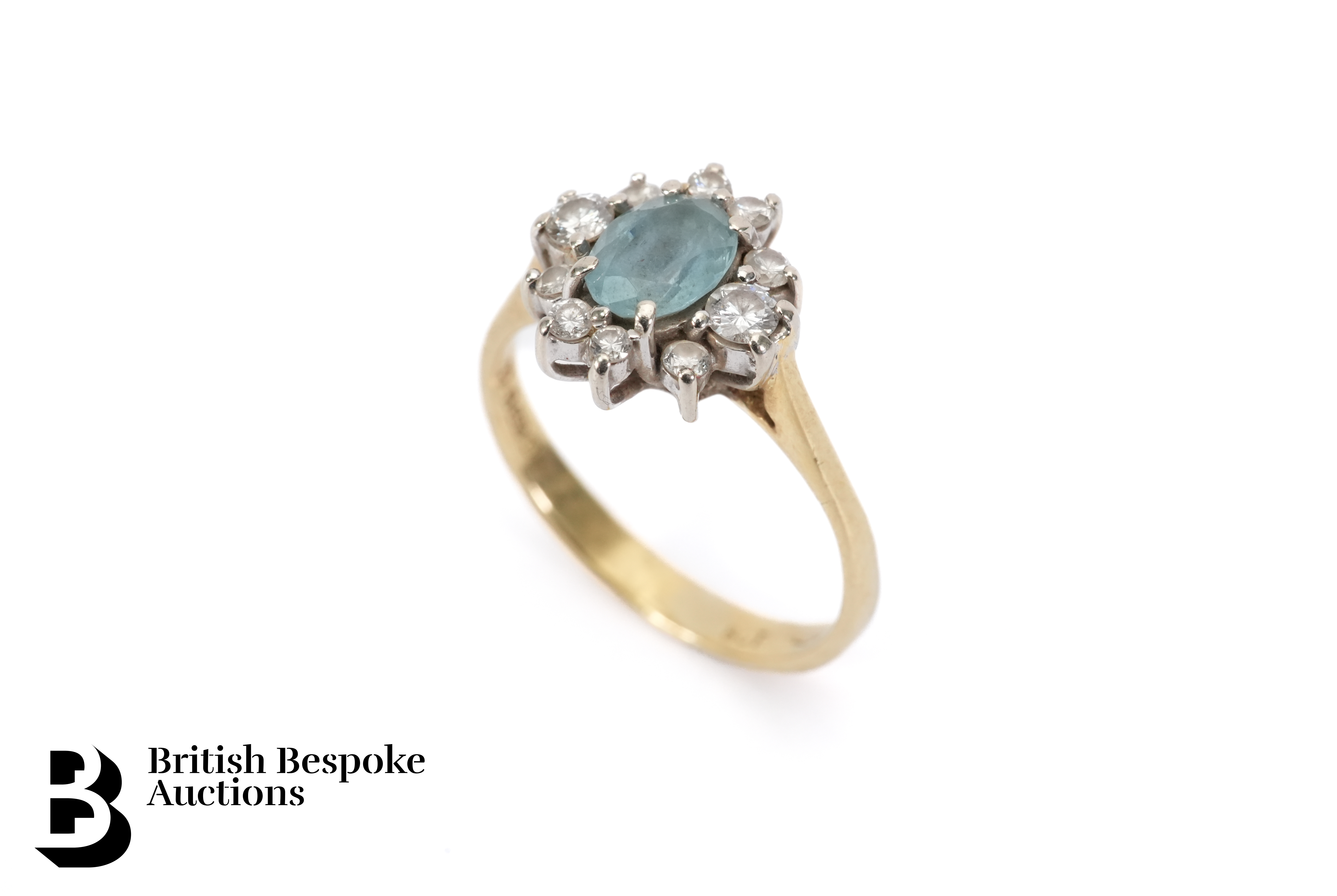 Diamond and Aquamarine Ring - Image 2 of 2
