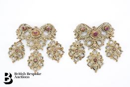 Pair of Georgian Seed Pearl and Ruby Dress Clips