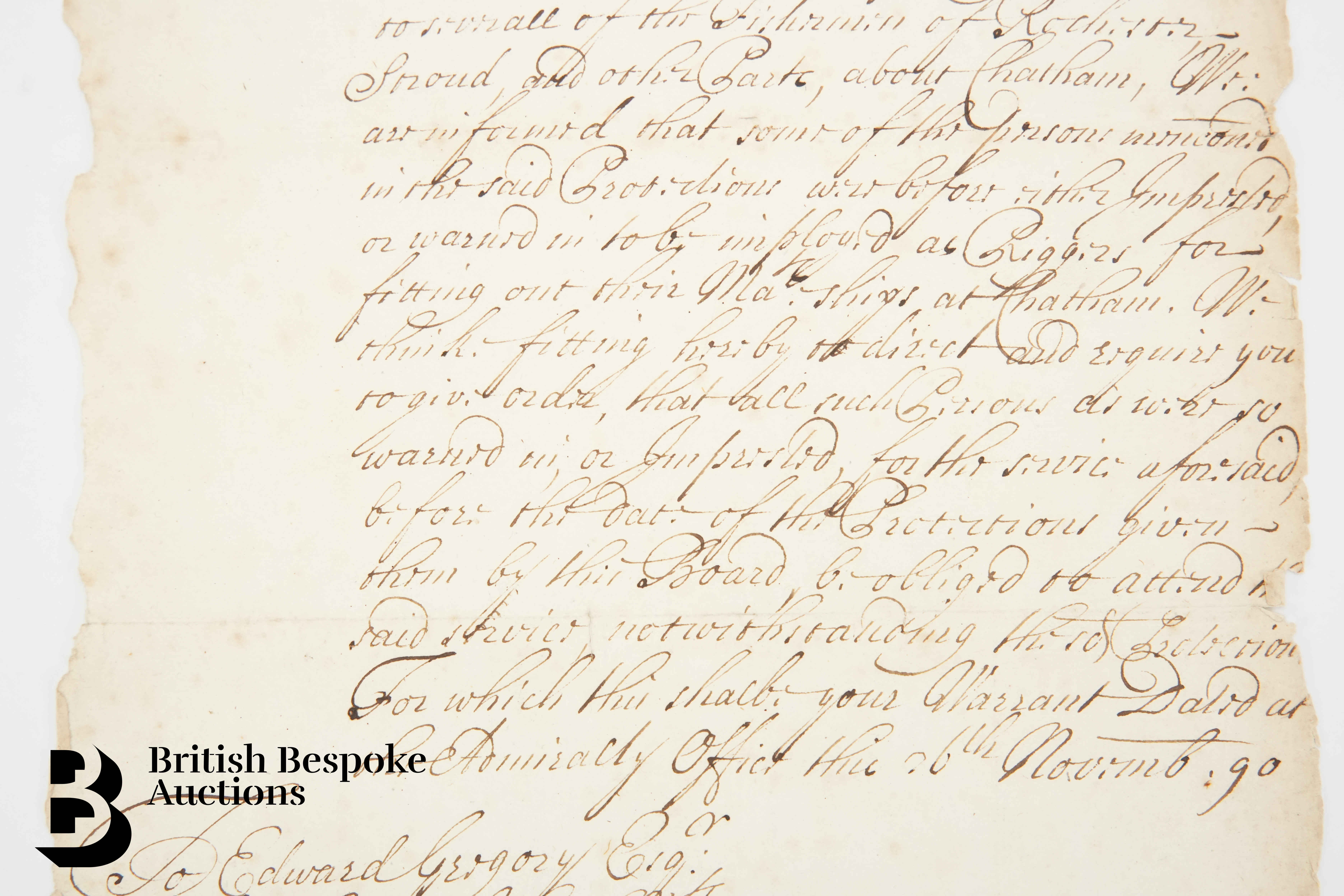 1690 Admiralty Order and 1741 Letter from General Forbes to Major General James Campbell - Image 3 of 7