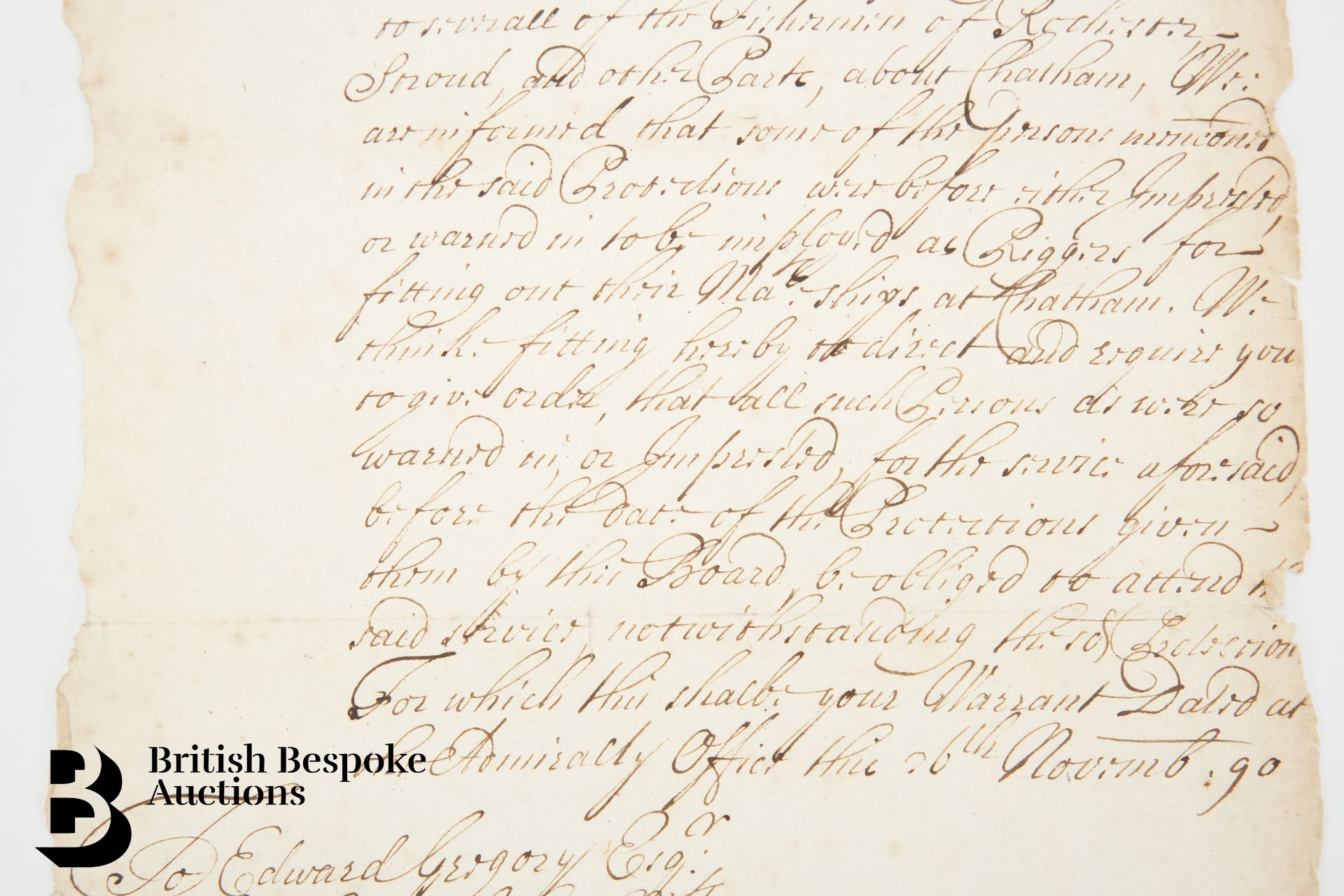 1690 Admiralty Order and 1741 Letter from General Forbes to Major General James Campbell - Bild 3 aus 7