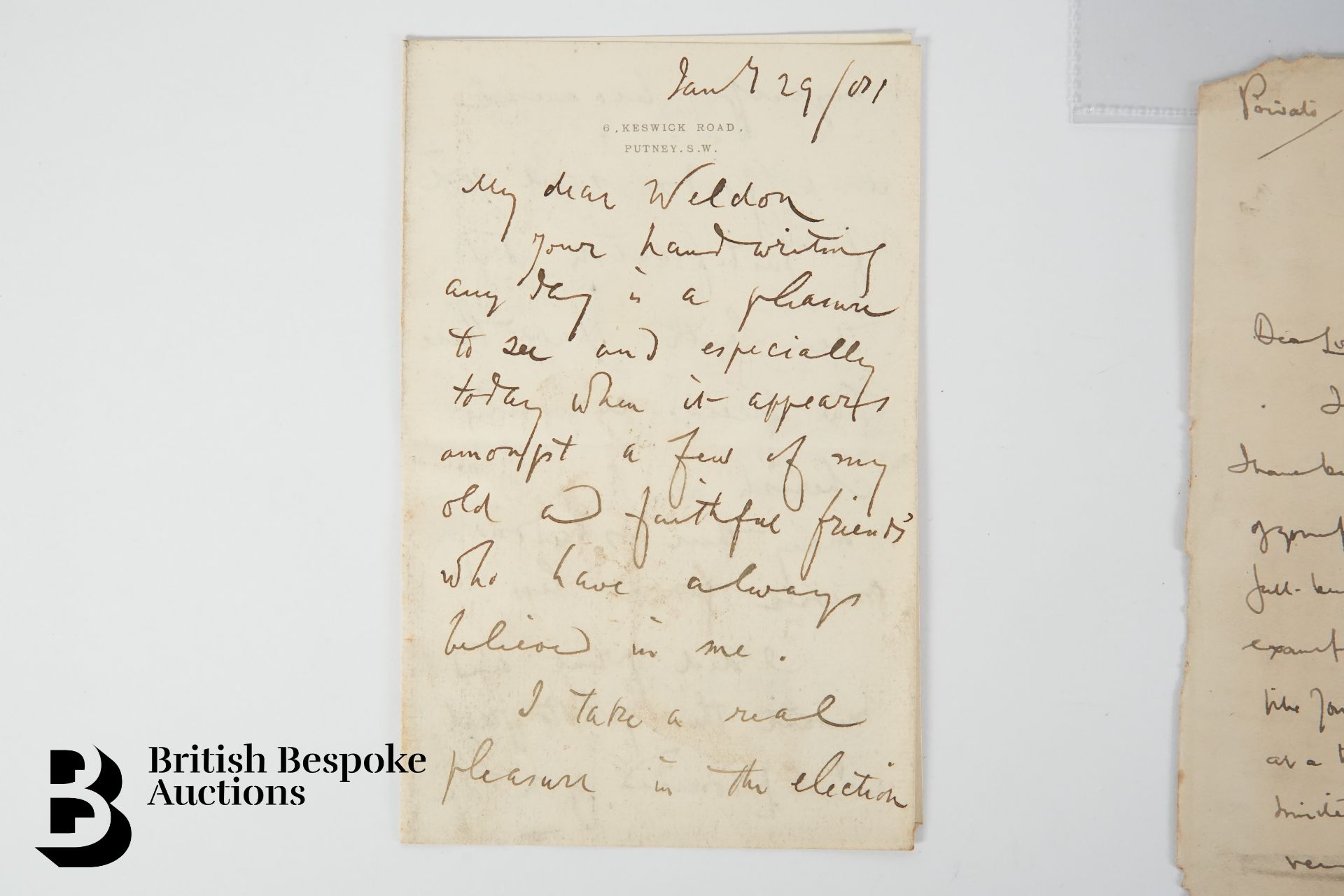 Six Handwritten Letters - 18th and 19th Century Artists - Bild 7 aus 7