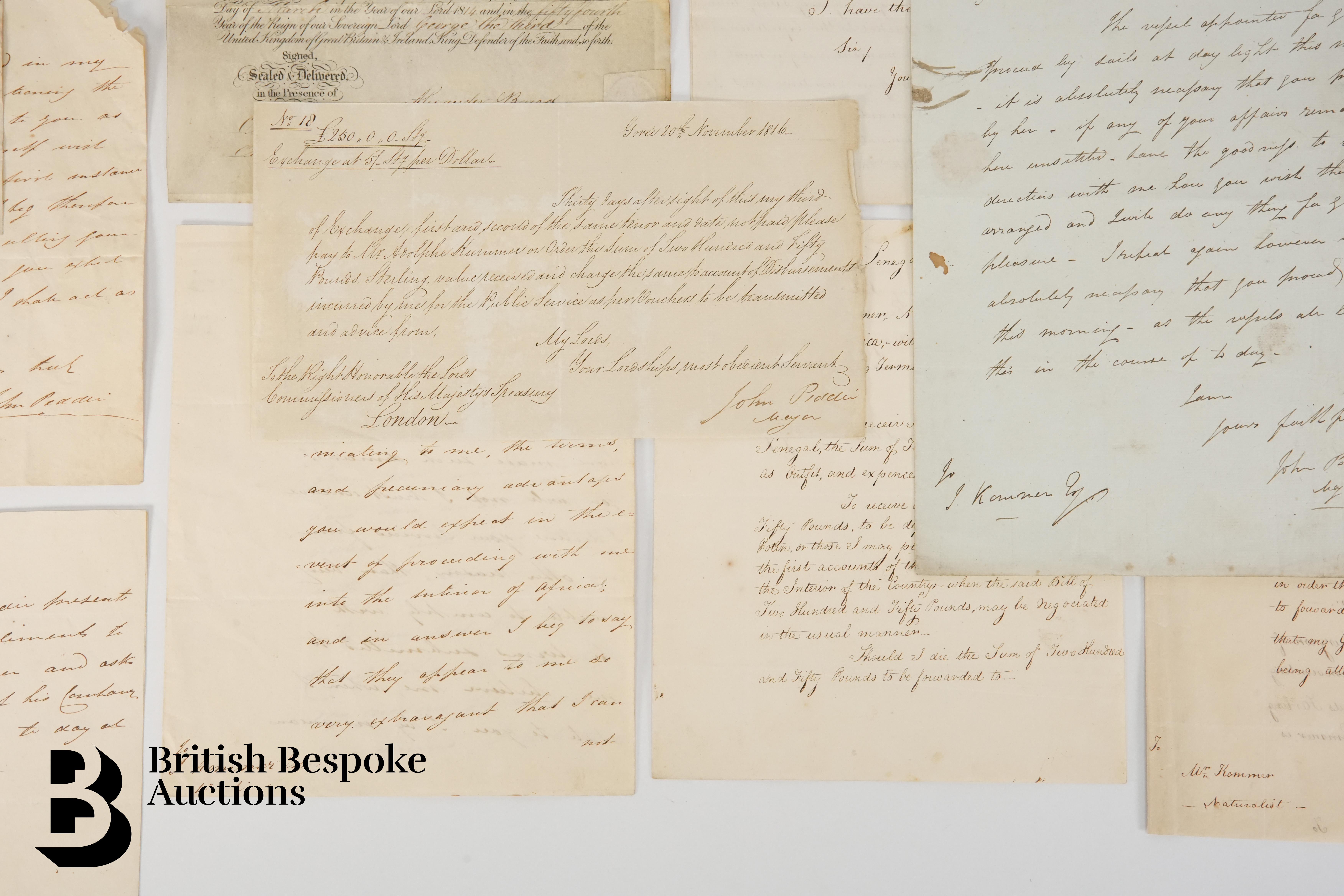 Royal Navy Surgeon Appointment of Attorney and 1816-21 Major John Peddie Correspondence - Image 5 of 7