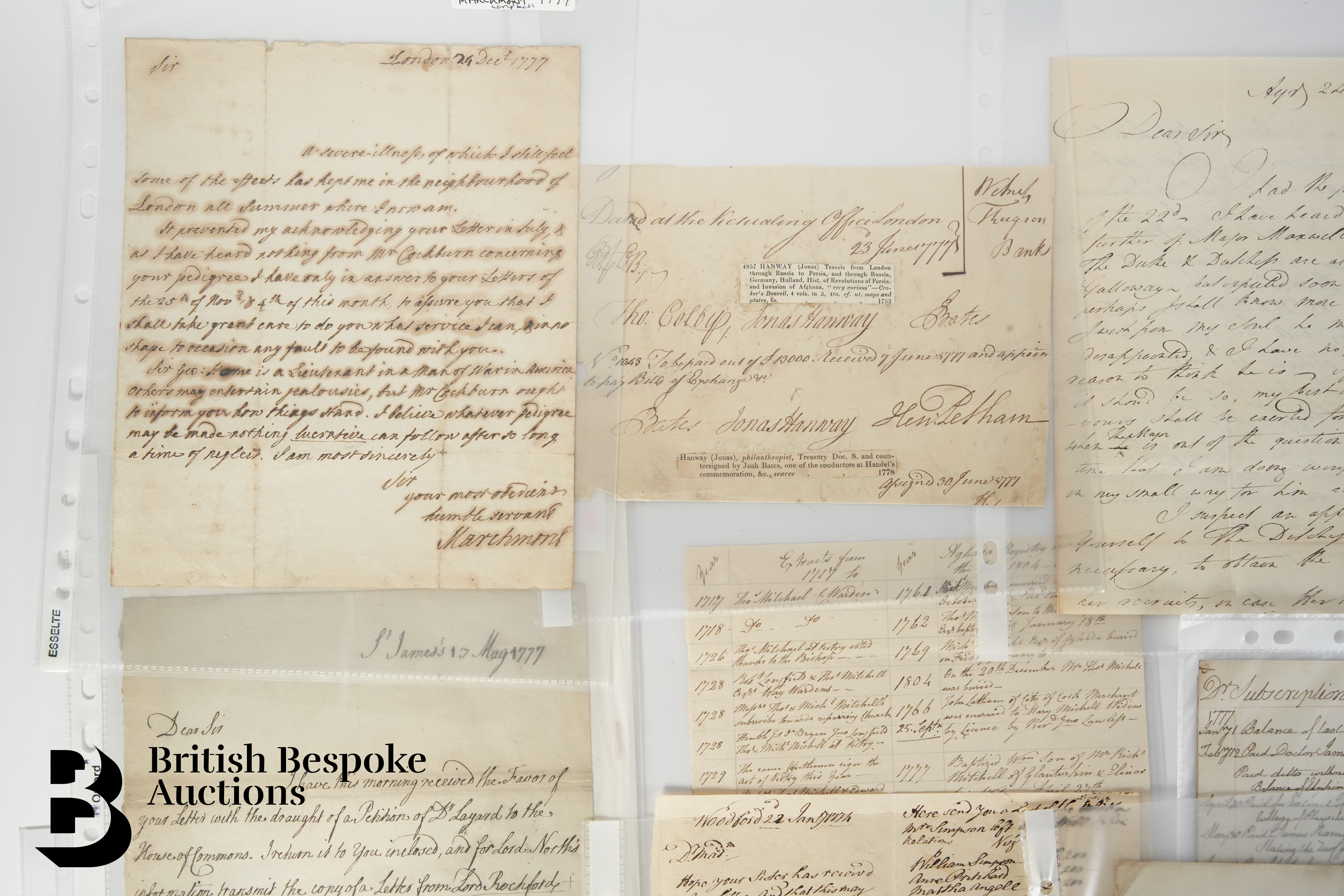 Documents and Letters from the 1770's - Image 5 of 8