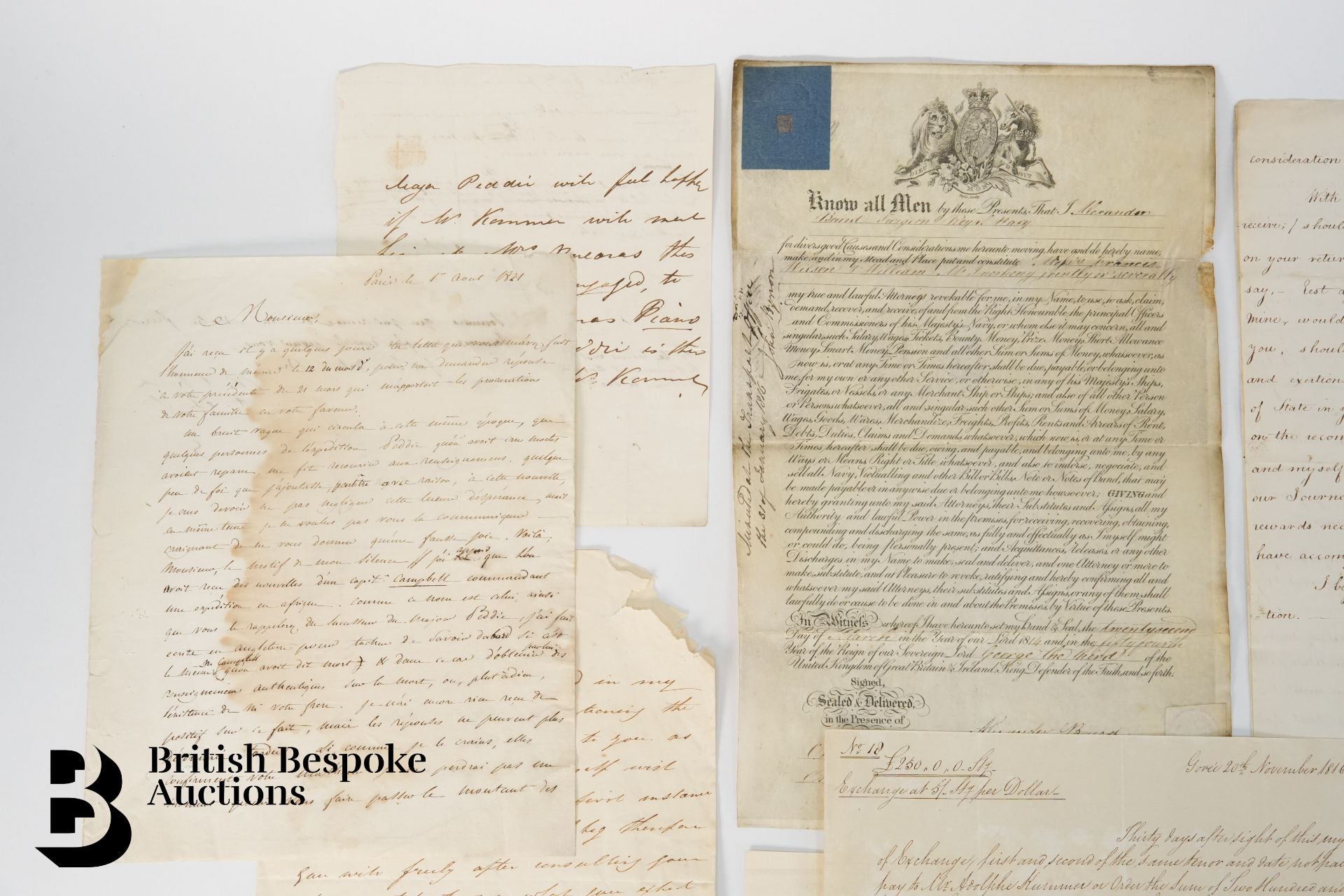 Royal Navy Surgeon Appointment of Attorney and 1816-21 Major John Peddie Correspondence - Bild 7 aus 7