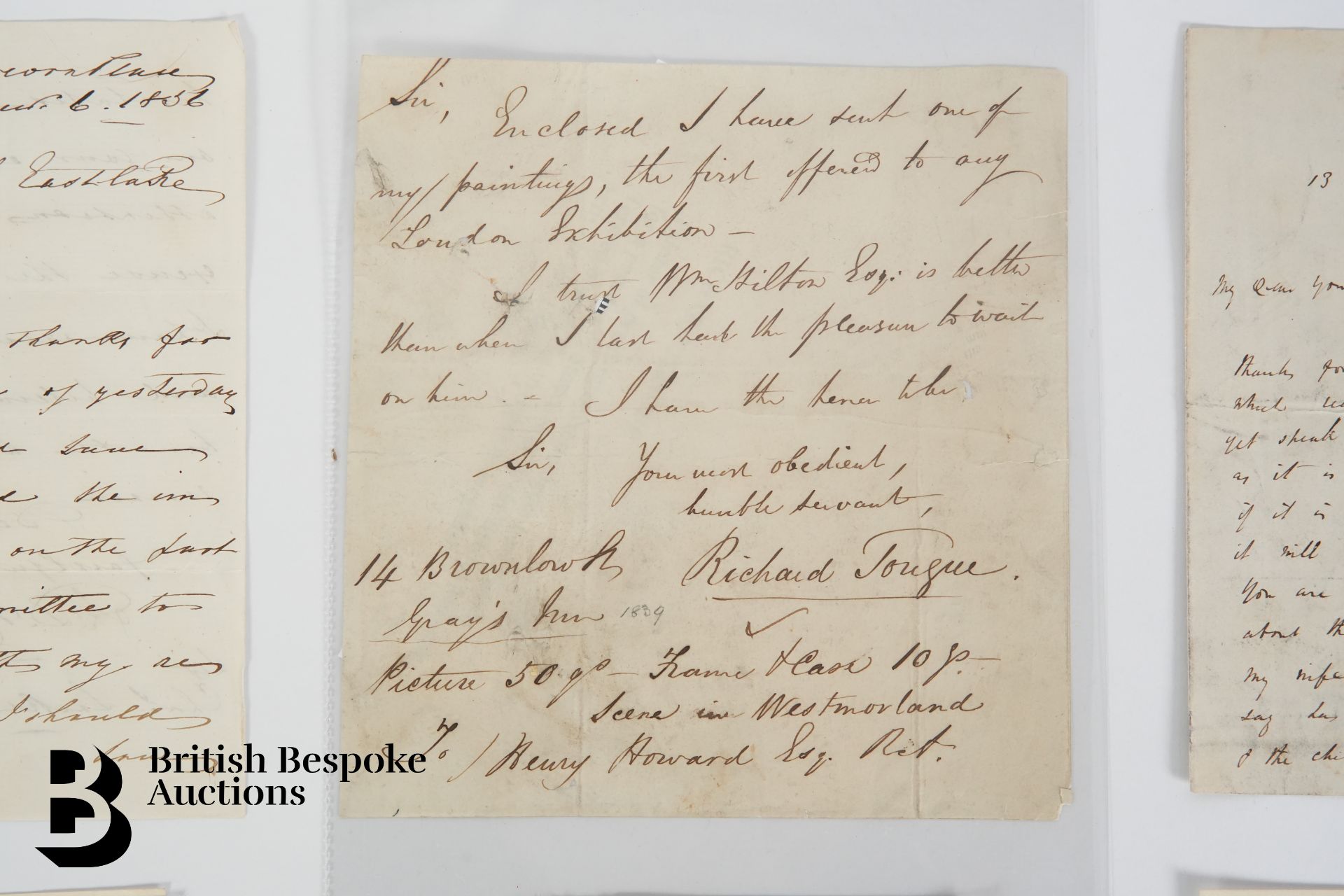 Six Handwritten Letters - 18th and 19th Century Artists - Bild 3 aus 7