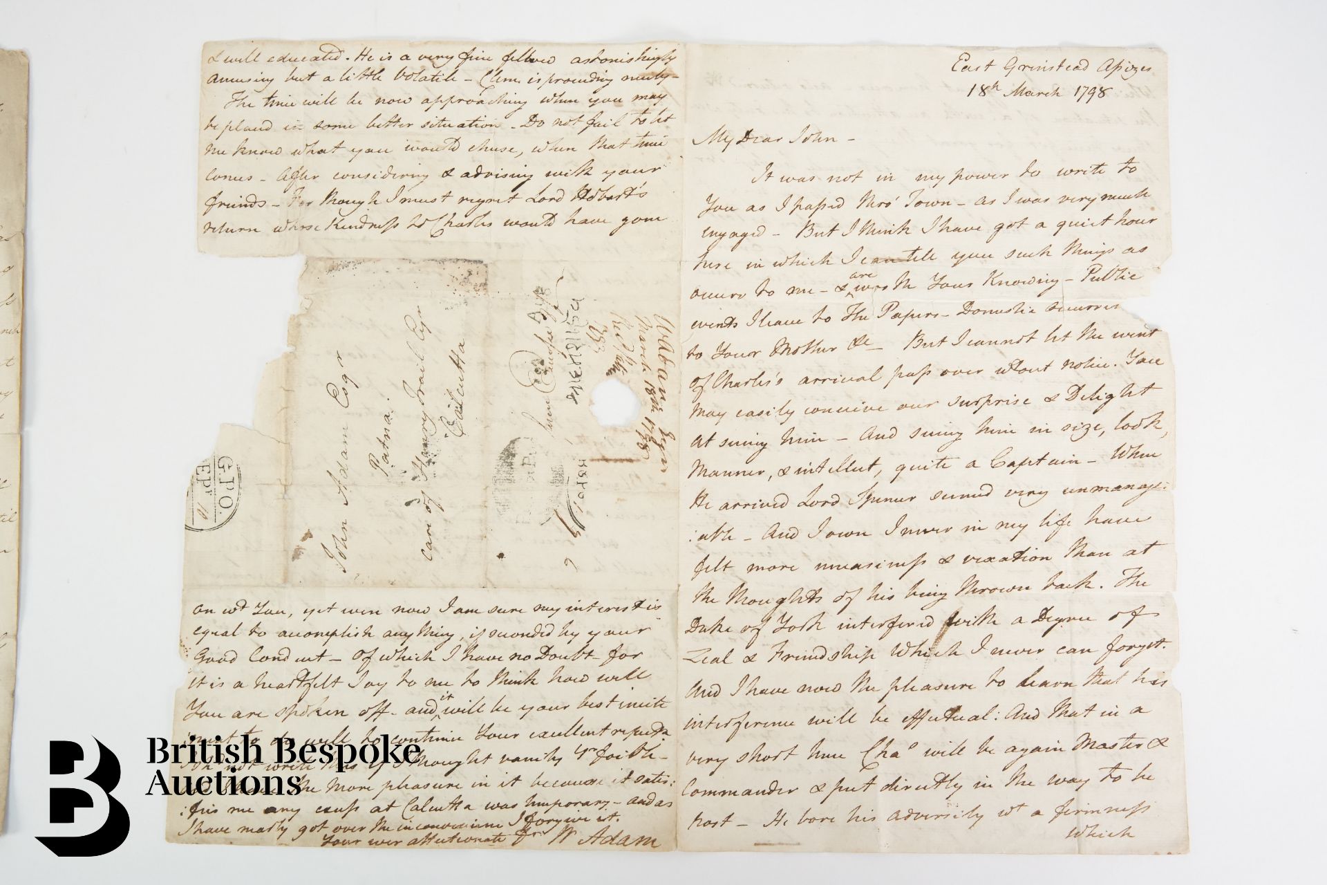 1708-1798 Naval Letters (5) and Document with Interesting Content - Image 4 of 5
