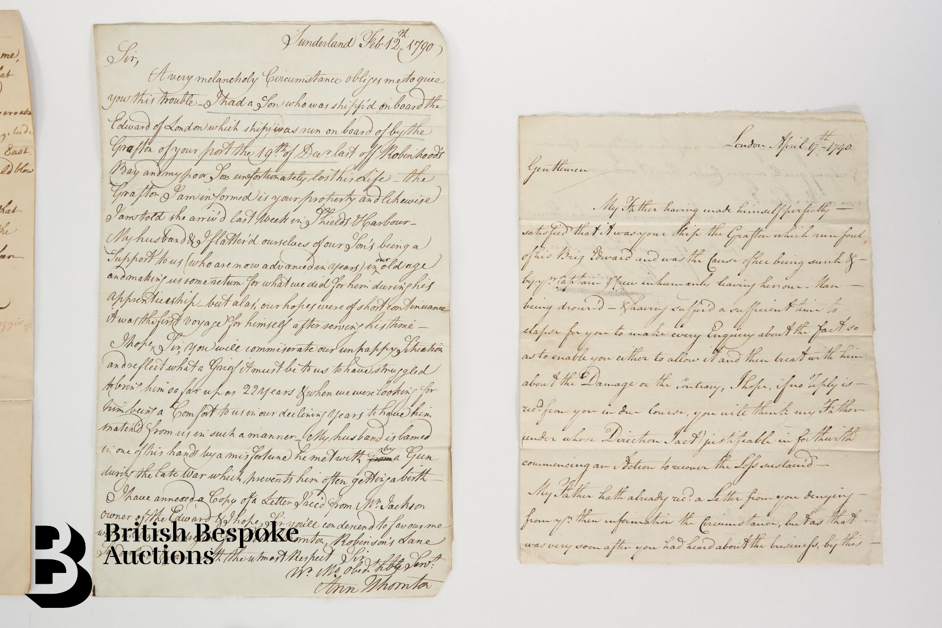 1708-1798 Naval Letters (5) and Document with Interesting Content - Image 3 of 5