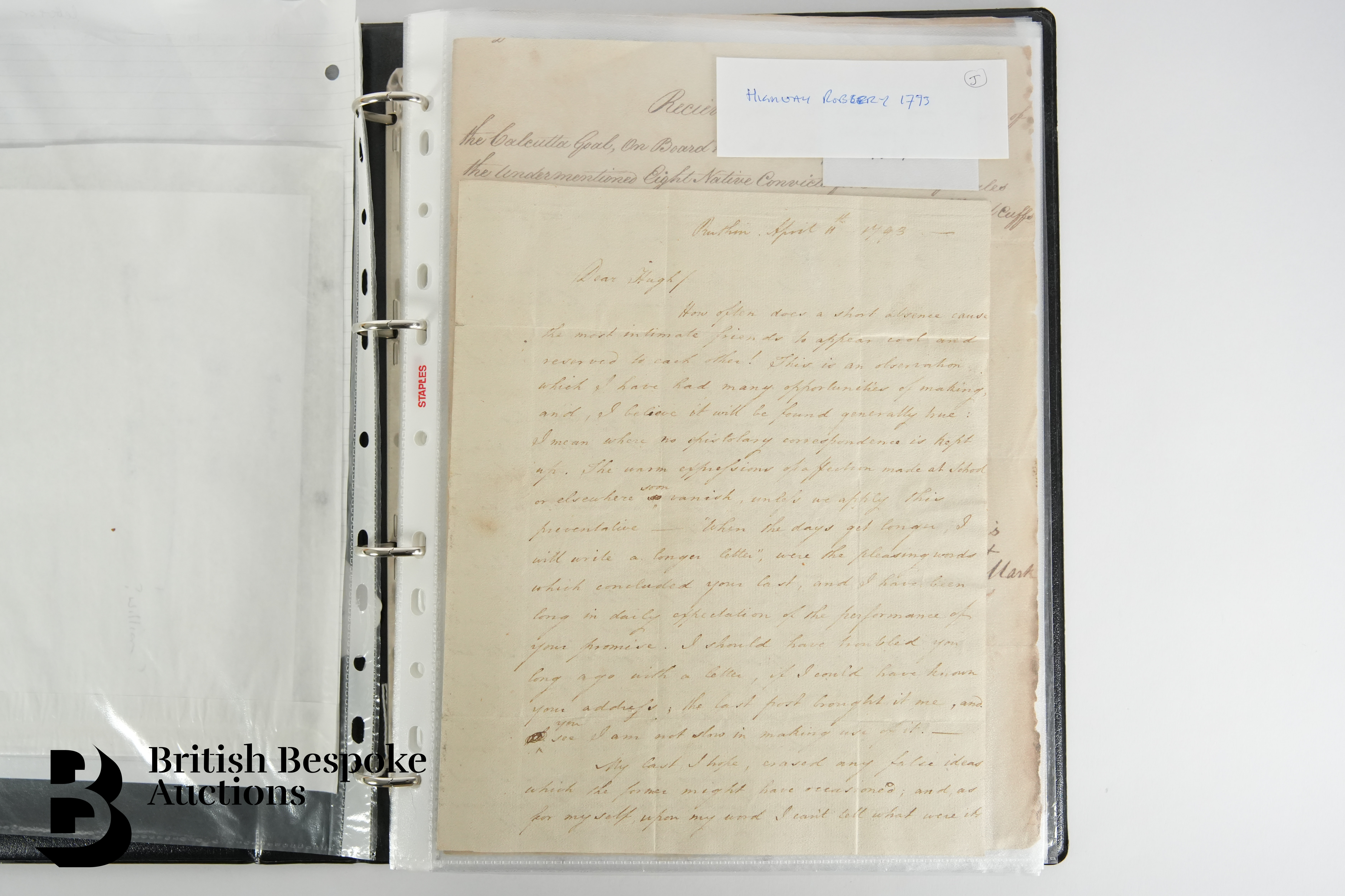 Black Ring Binder Containing 18th and 19th Century Letters or Documents - Image 2 of 16