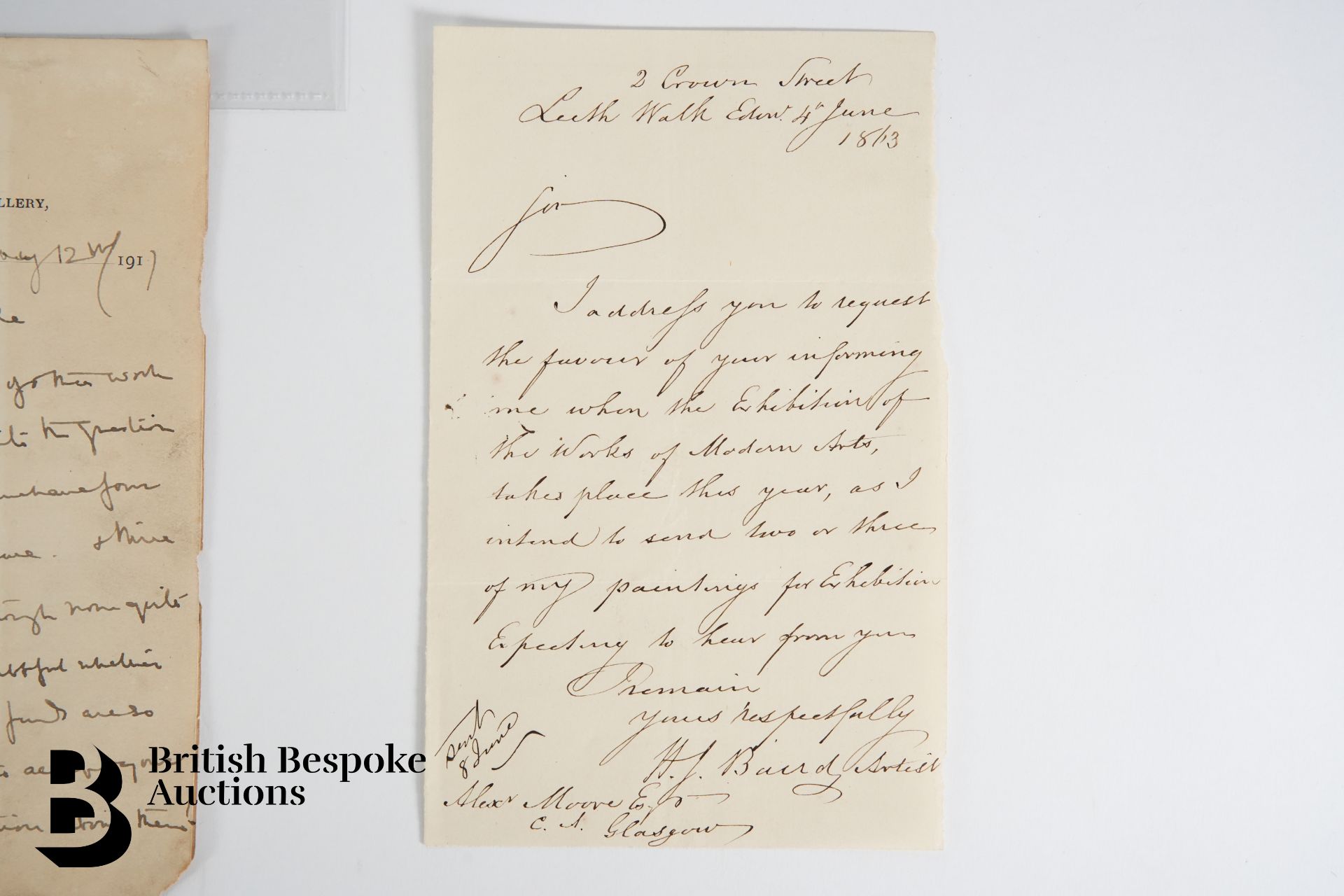 Six Handwritten Letters - 18th and 19th Century Artists - Bild 5 aus 7