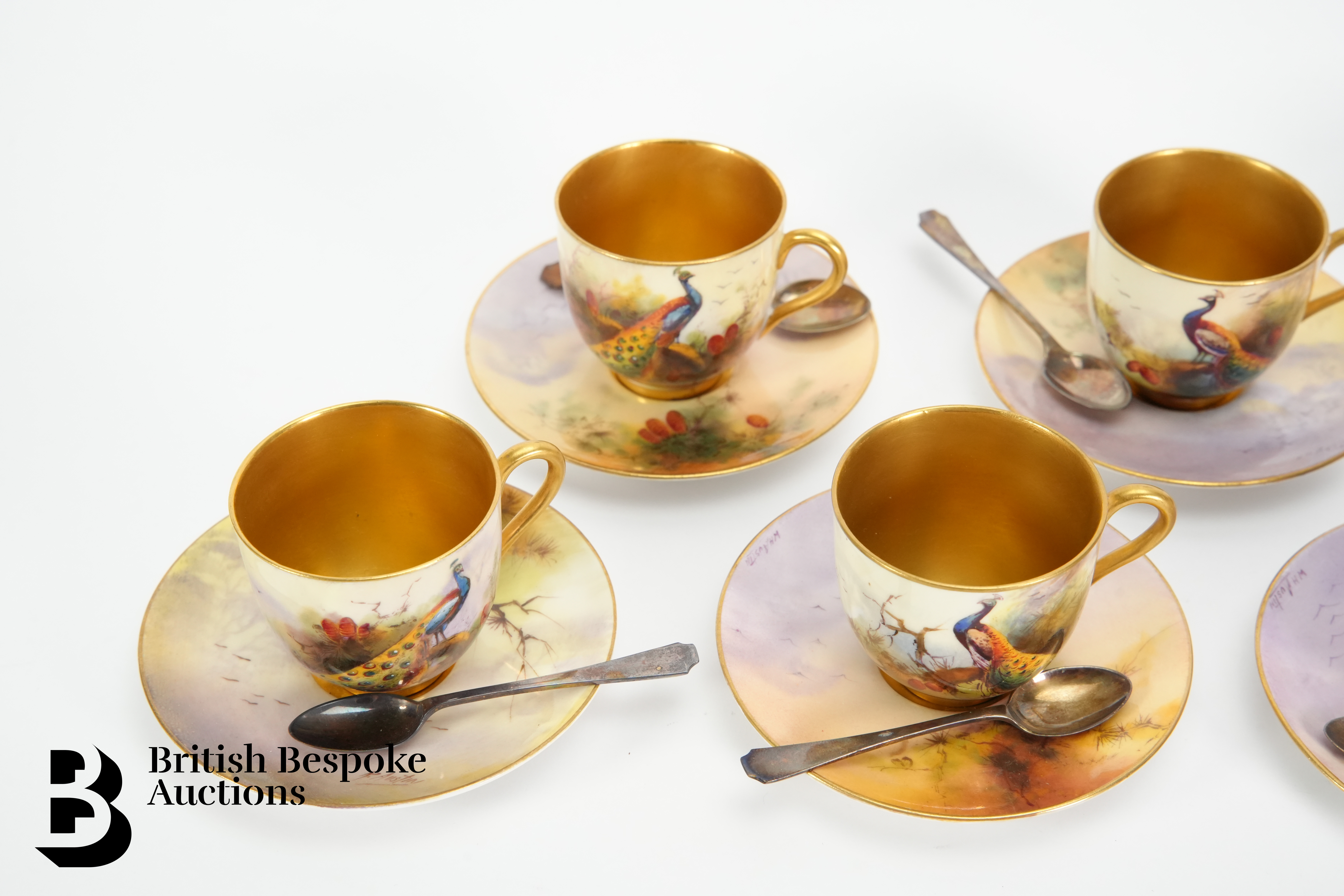 Royal Worcester Coffee Set by Walter H Austin - Image 5 of 9