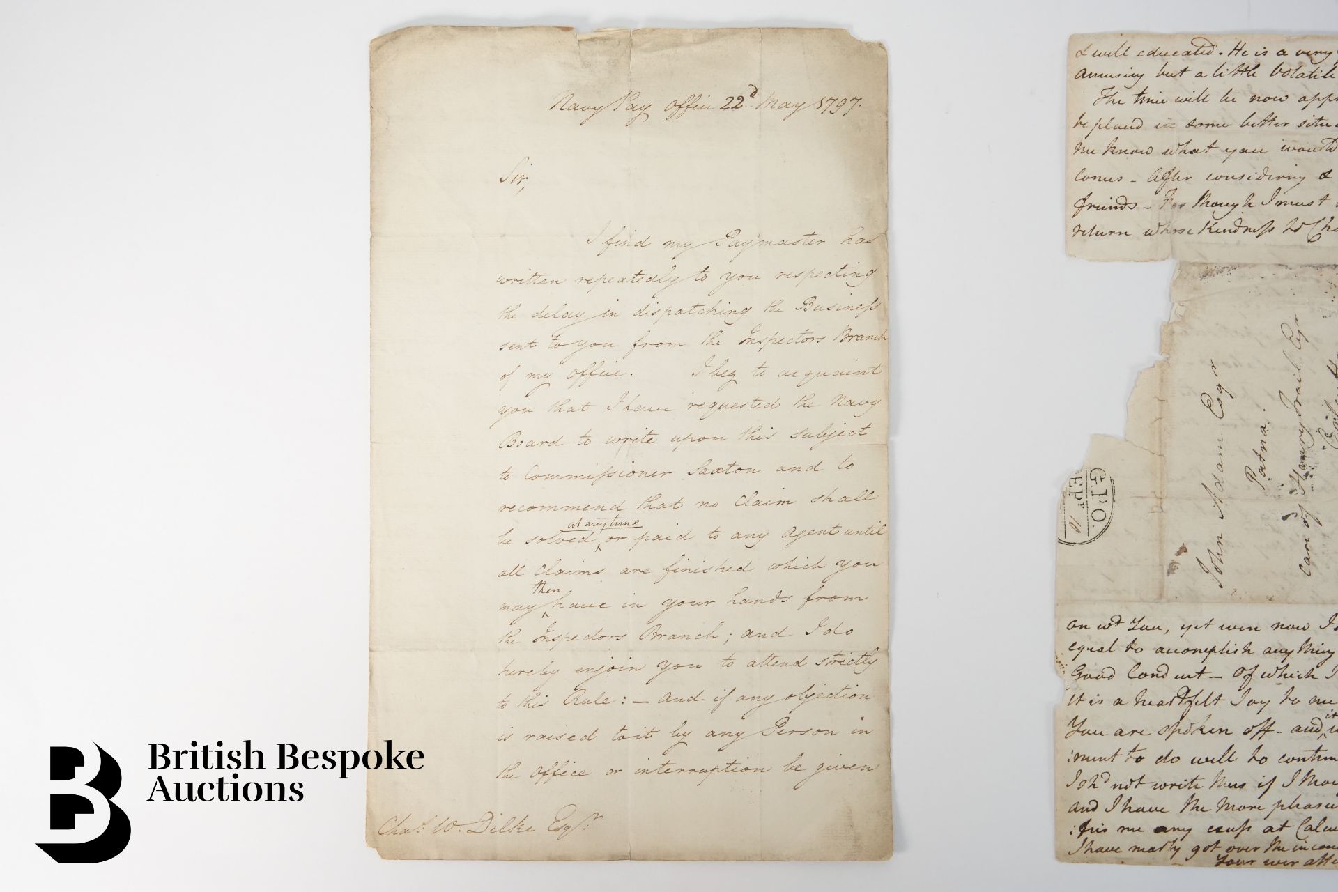 1708-1798 Naval Letters (5) and Document with Interesting Content - Image 5 of 5