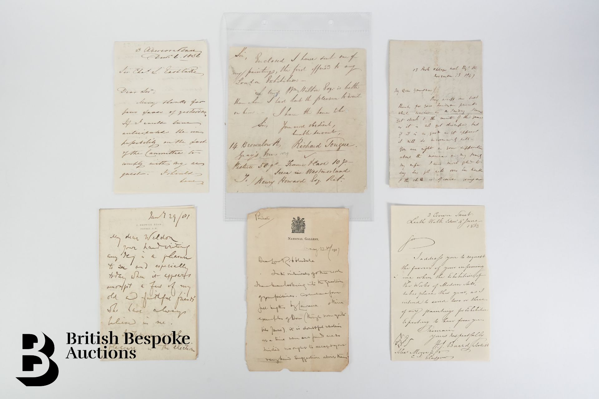 Six Handwritten Letters - 18th and 19th Century Artists