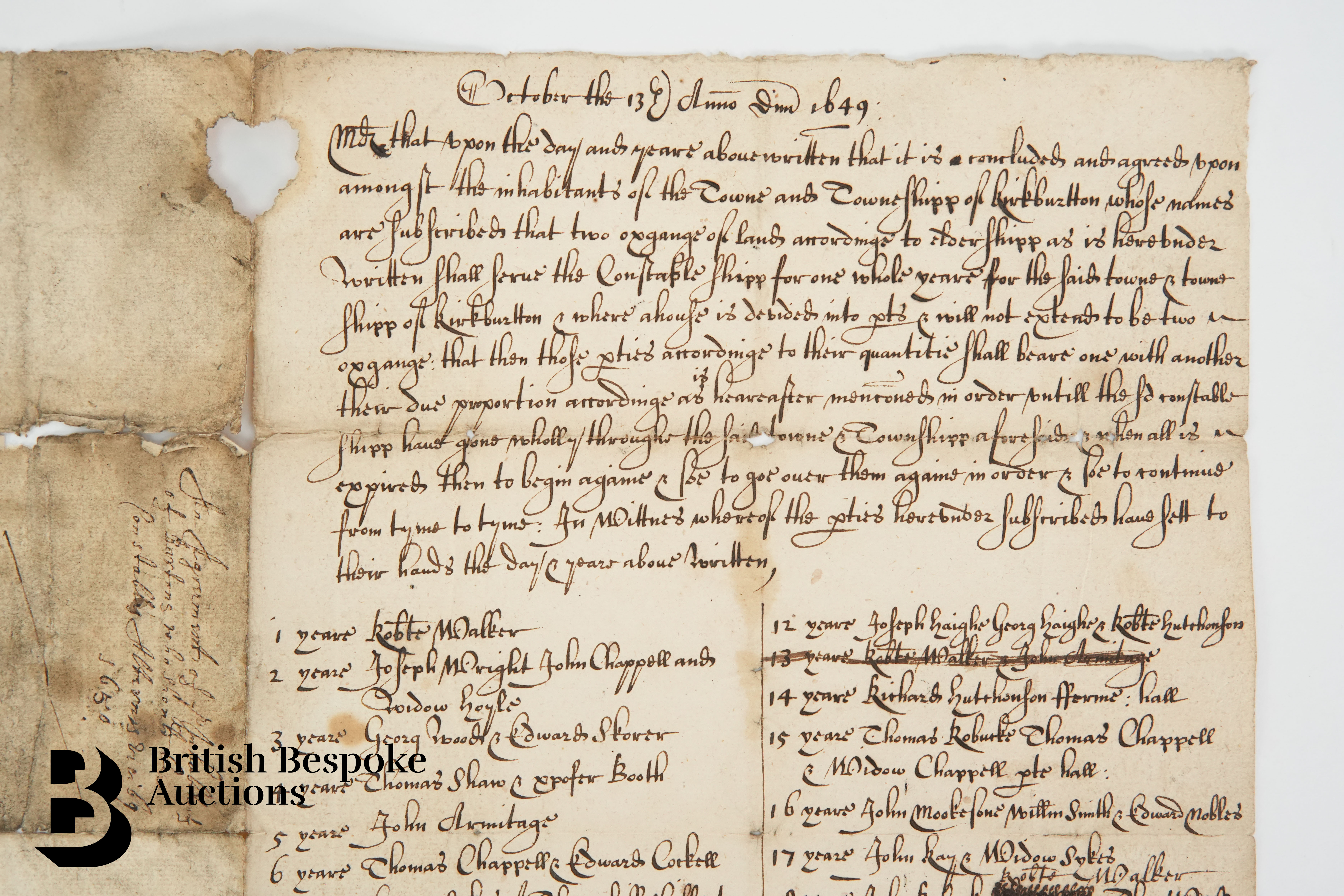 13th October 1649 Manuscript - Image 2 of 4