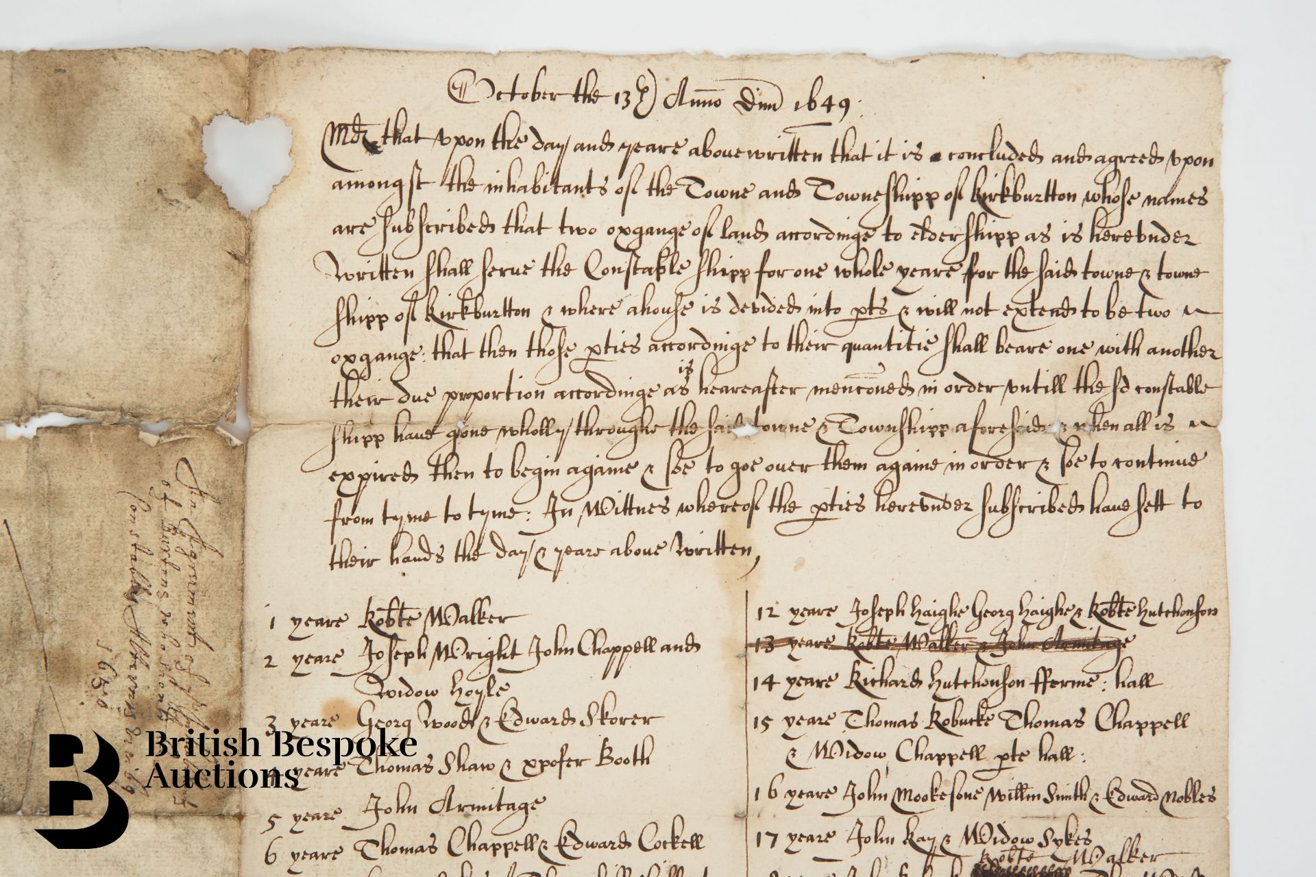 13th October 1649 Manuscript - Bild 2 aus 4