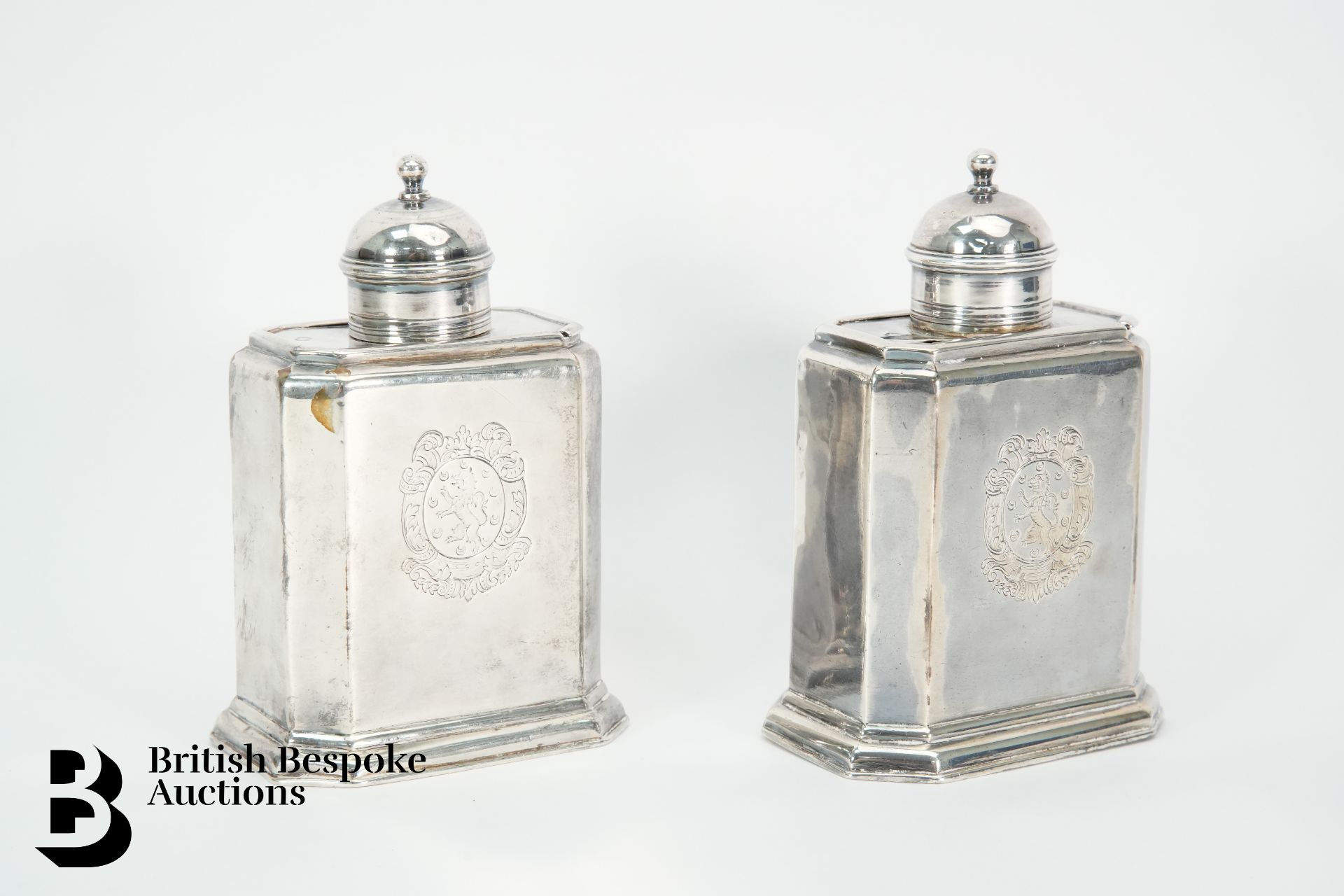 Pair of George I Silver Tea Caddies - Image 3 of 4
