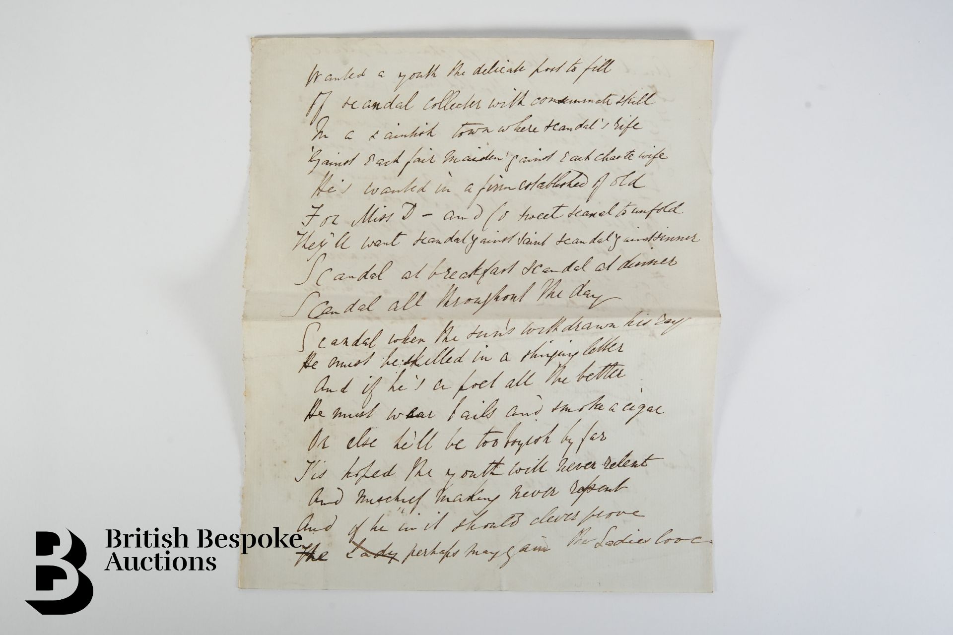 Handwritten Poetic Account of The Trial, Breach of Marriage between Miss Smith and Earl Ferrers 1846 - Bild 5 aus 5