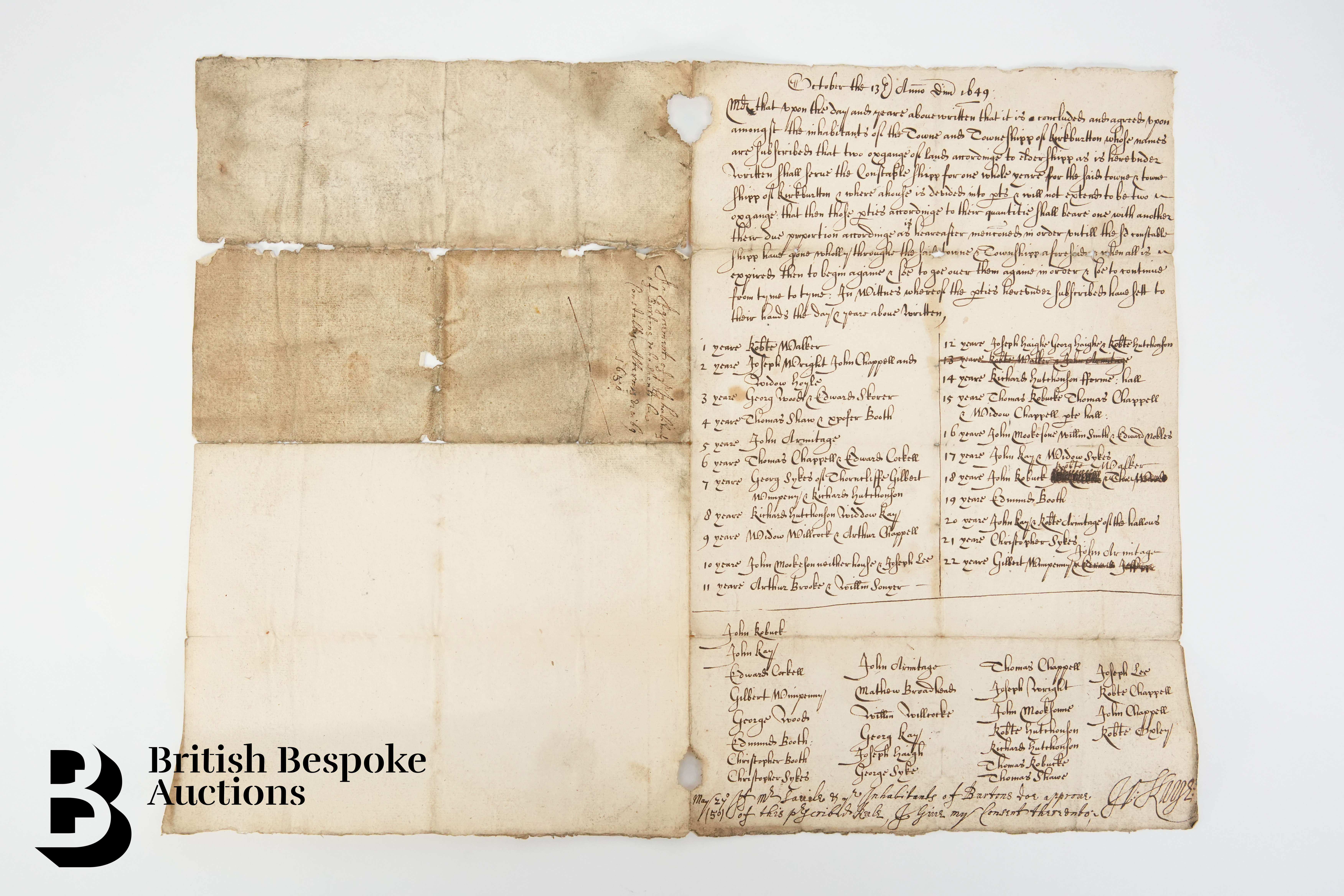 13th October 1649 Manuscript