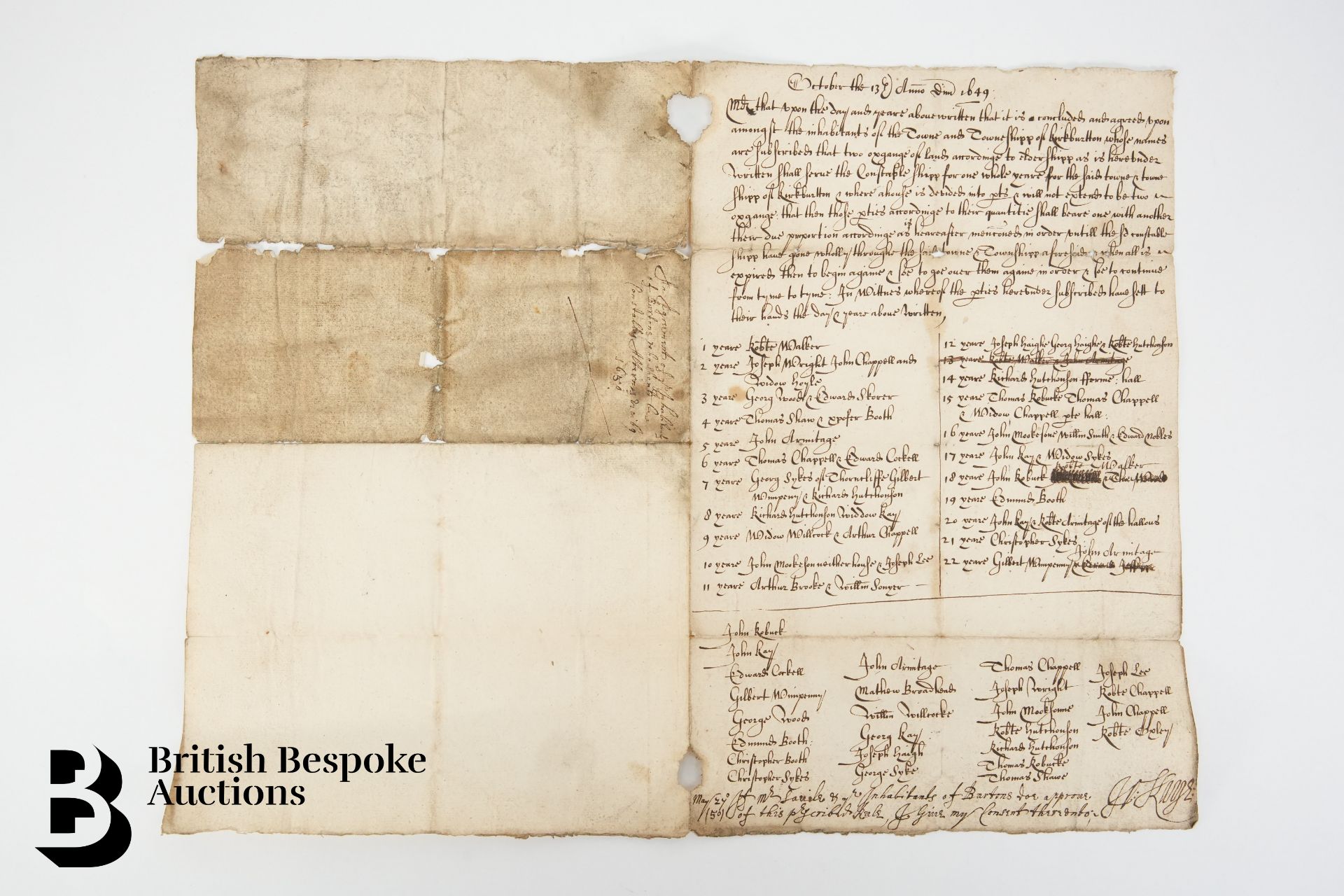 13th October 1649 Manuscript