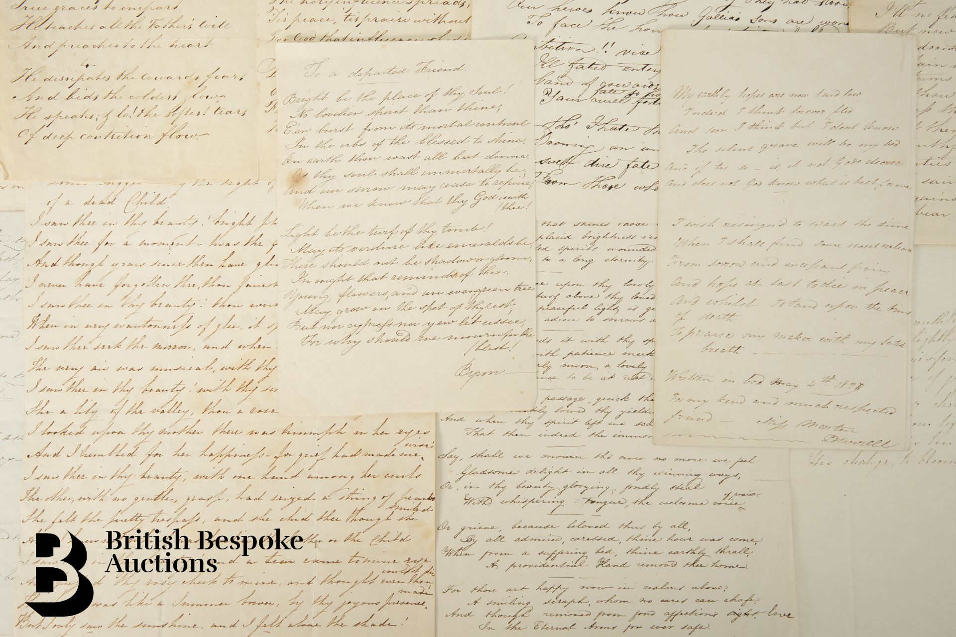 19th Century Manuscript Copies of Poems, Prose and a Letter - Image 4 of 11