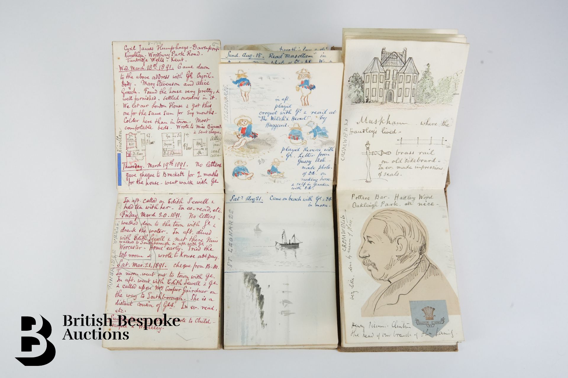 Three Charming Diaries with Photographs and Sketches of Kent, Dorking, Tunbridge Wells, Walmer - Bild 5 aus 7