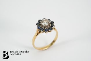 18ct Yellow Gold Diamond and Sapphire Ring