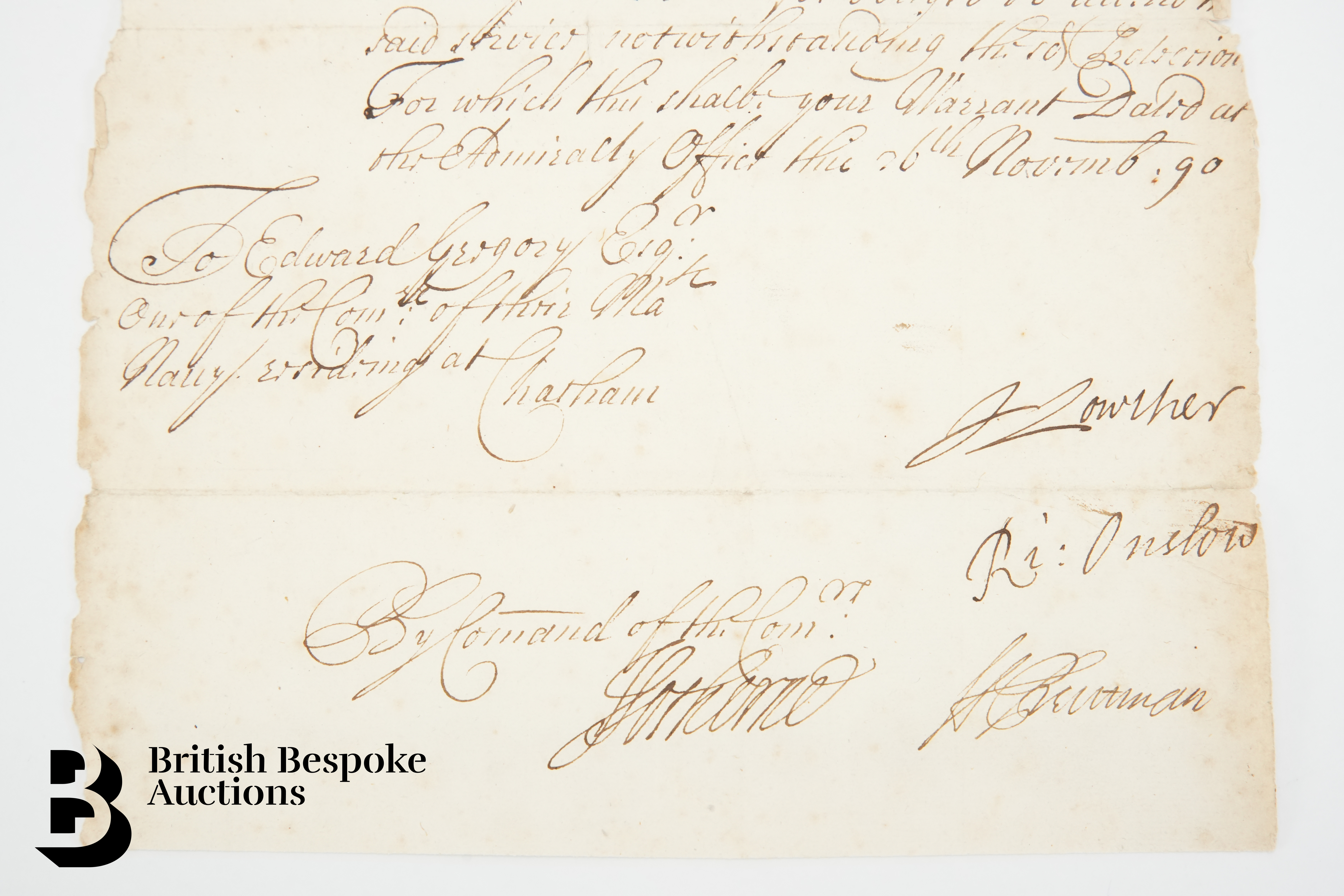 1690 Admiralty Order and 1741 Letter from General Forbes to Major General James Campbell - Image 4 of 7