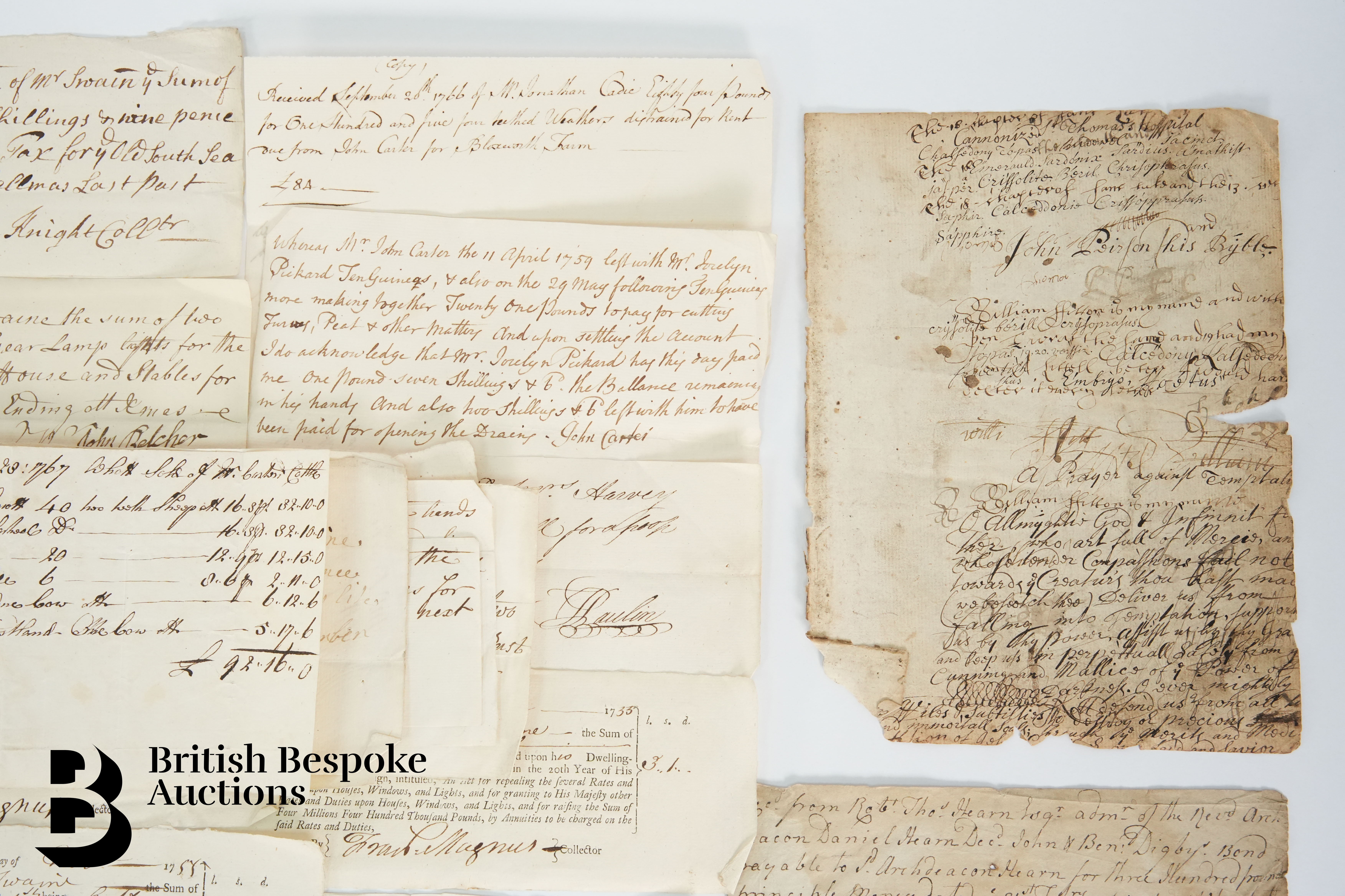 17th and 18th Century Documents including Receipts and Expenses - Image 3 of 8