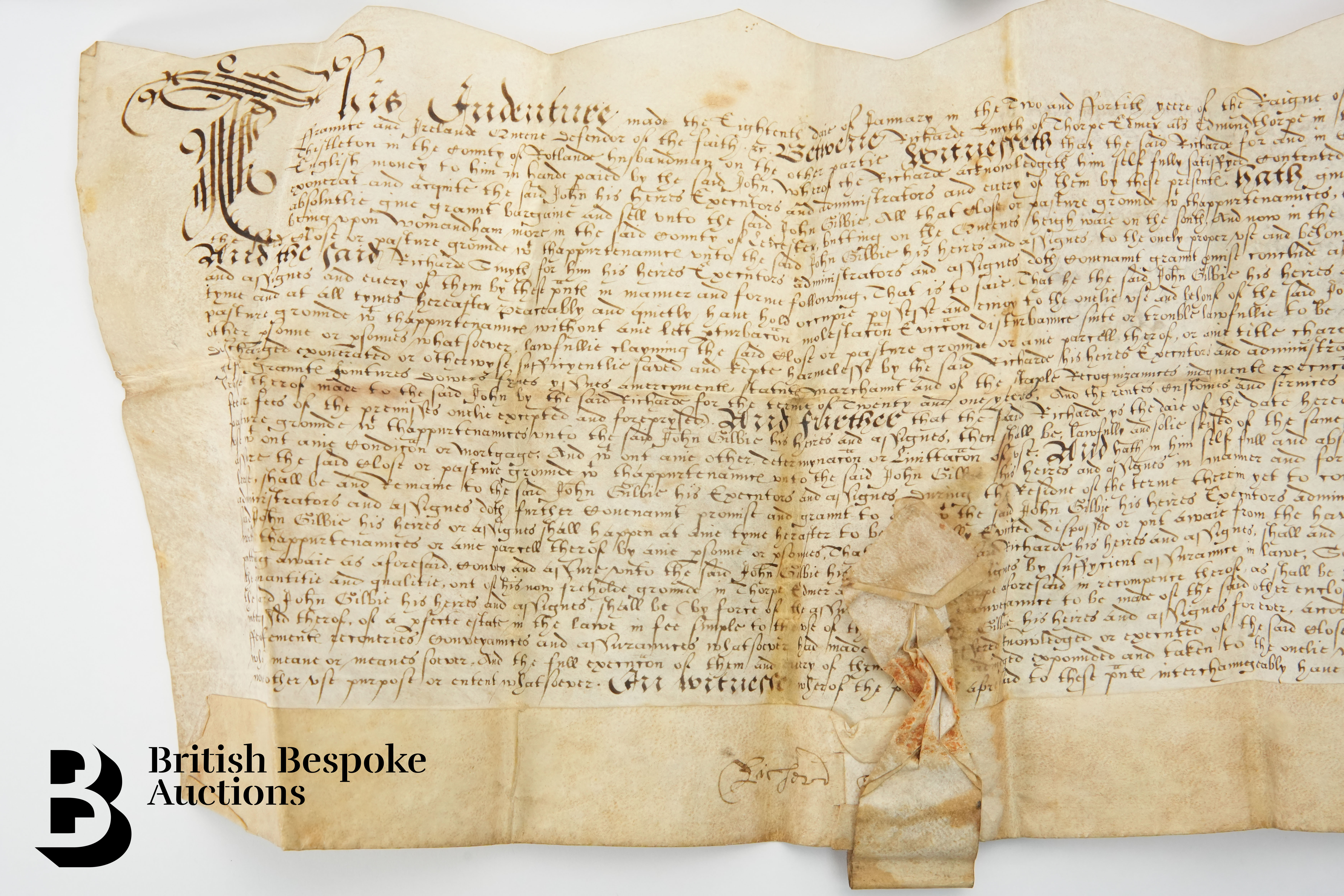 Elizabeth I (1582-1588) Indentures Entered Into In the Reign of Elizabeth I - Image 2 of 5