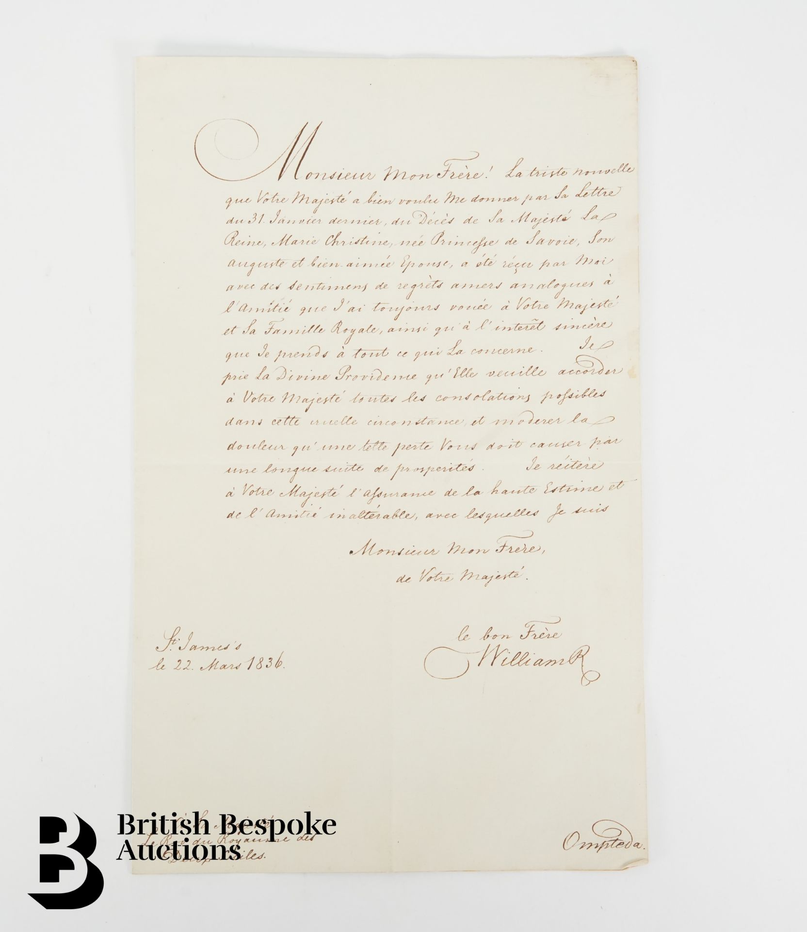 1836 King William IV Document - Signed