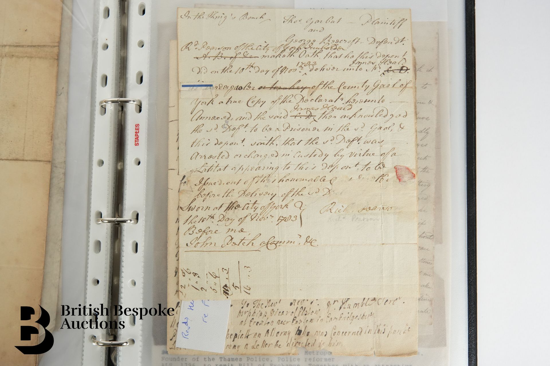 Black Ring Binder Containing 18th and 19th Century Letters or Documents - Image 7 of 16