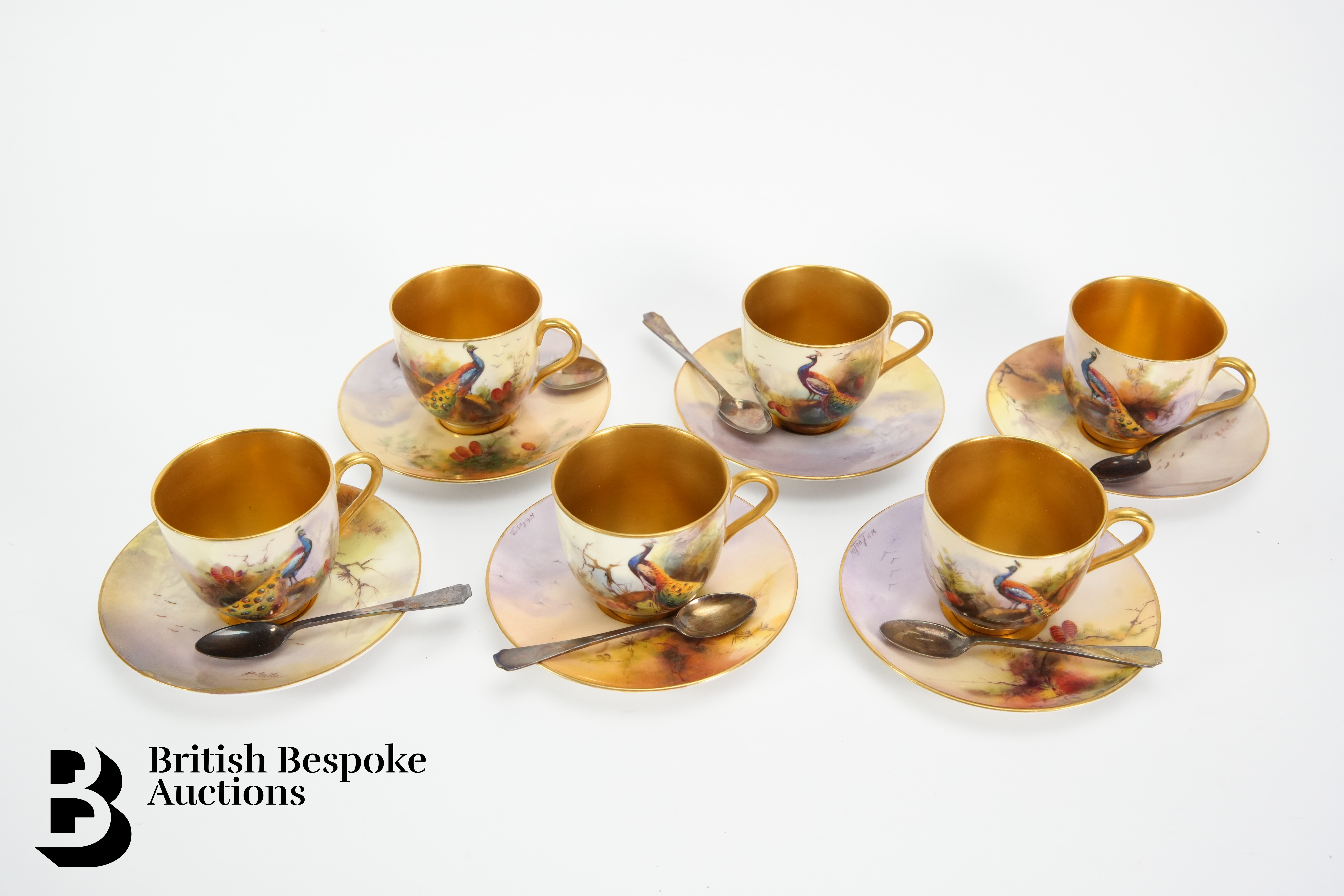 Royal Worcester Coffee Set by Walter H Austin - Image 4 of 9