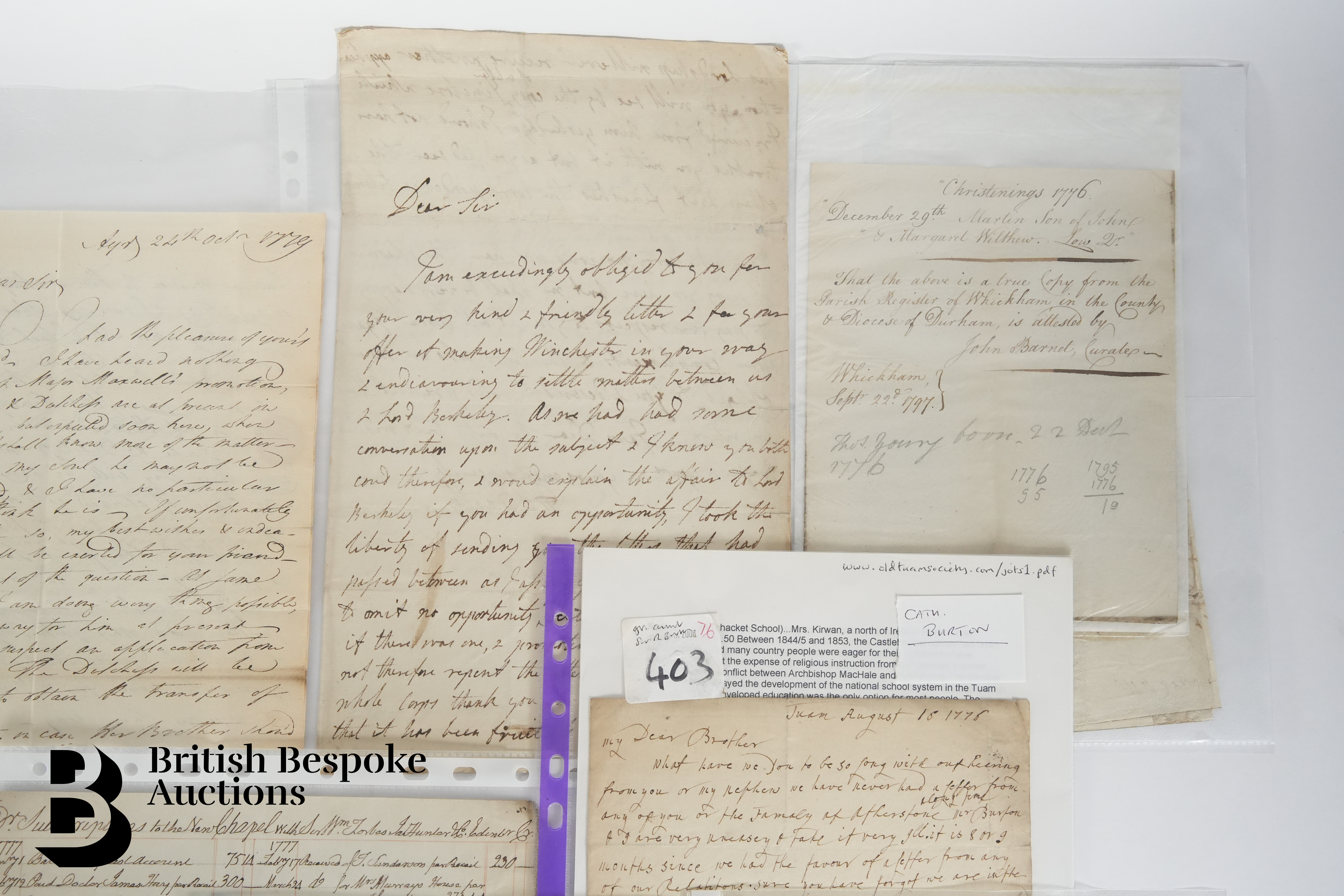 Documents and Letters from the 1770's - Image 7 of 8