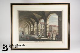 Coloured Print of Covent Garden Piazza