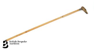 Victorian Horn and Bamboo Walking Stick with Silver Collar