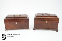 Two Victorian Mahogany Sarcophagus Tea Caddy