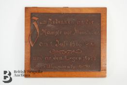 WWI German Wooden Carved Plaque