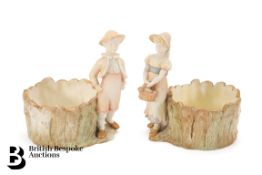Royal Worcester Blush Ware Figural Dishes c1880