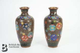 Pair of Chinese Cloisonne Vases