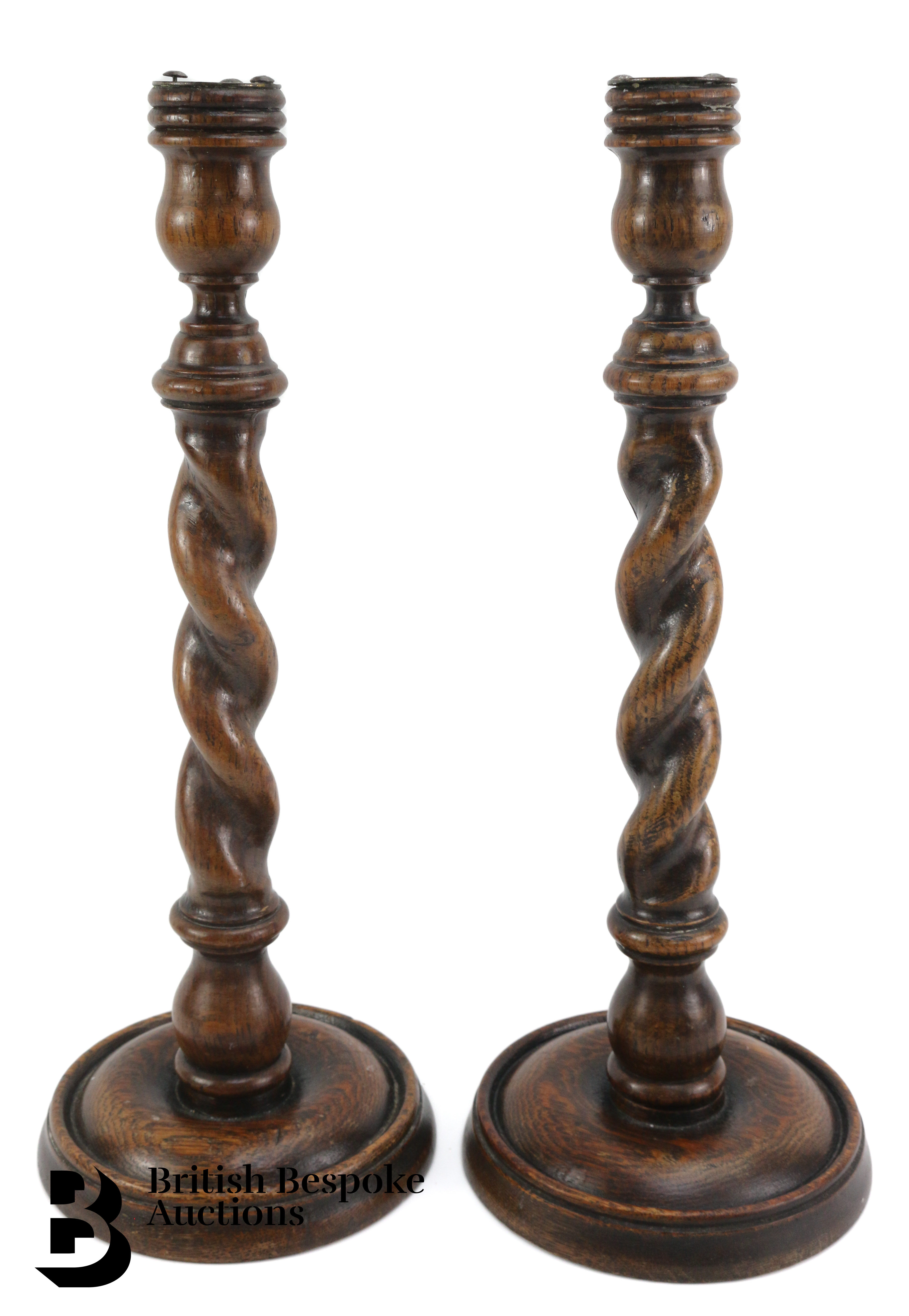 19th Century Oak Candlesticks