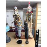 TWO EASTERN WOODEN PUPPETS WITH AN AFRICAN FIGURE AND ONE OTHER LARGEST 93CM