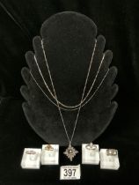 SILVER AND WHITE METAL RINGS AND CHAINS AND PENDANT