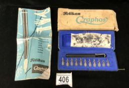 A PELIKAN GRAPHOS BOXED INK PEN WITH NIBS