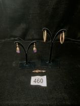 375 GOLD EARRINGS AND MORE ONE PAIR WITH AMETHYST